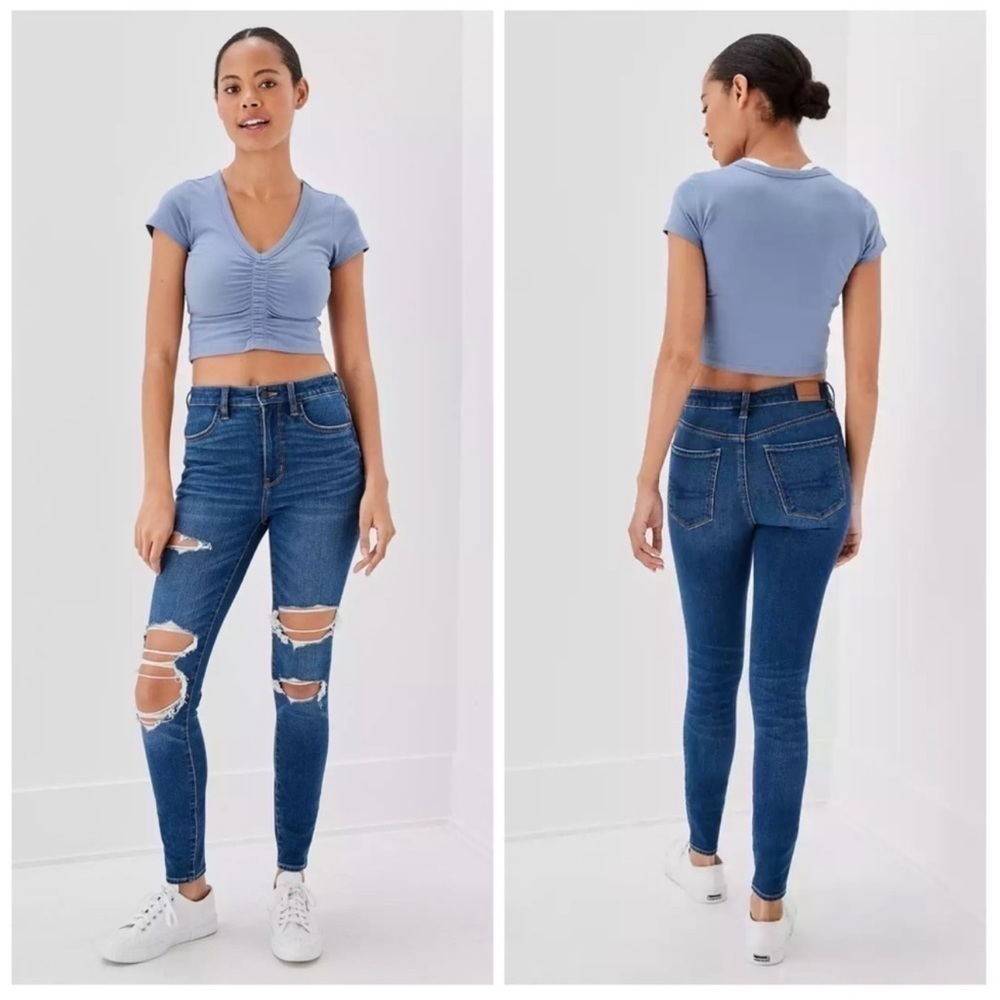 AMERICAN EAGLE Hi Rise Distressed Jeggings